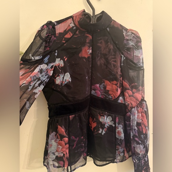 Ted Baker Black Floral Sheer Blouse - Picture 6 of 12